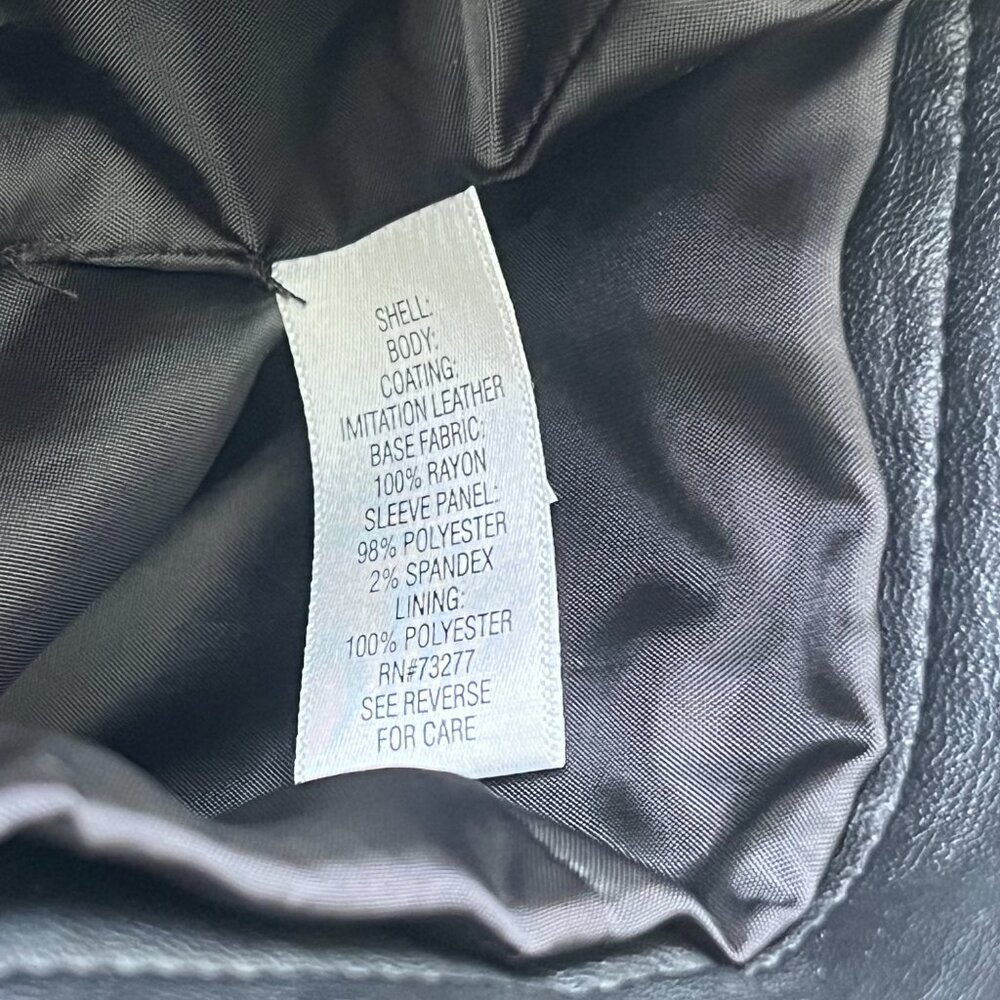 Apt 9 Faux Leather‎ Moto Jacket Black Stretch Sleeve Minimalist Zip Small - Picture 10 of 11